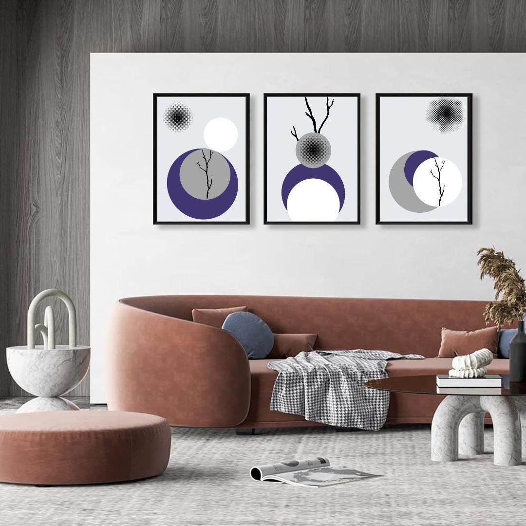 Digital Wall Art Decor - Set of 3 Printable Abstract Wall Art - Modern ...