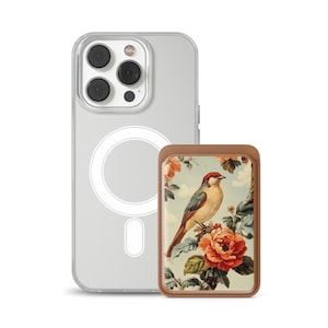 Cartera magnética Songbird Magsafe con diseño de aves del paraíso, compatible con iPhone 16, iPhone 14, iPhone 13 Pro y 12 Mag Safe