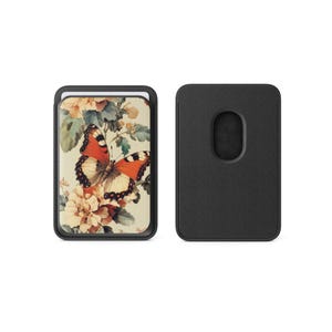 Carteira Magsafe de borboleta monarca, porta-cartões magnético para colorir borboletas, compatível com iPhone 16, iPhone 14, iPhone 13 Pro, 12 Mag Safe