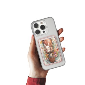 Cartoon Hase Magsafe Geldbörse Magnetischer Osterkartenhalter passend für iPhone 16, iPhone 14, iPhone 13 Pro, 12 Mag Safe