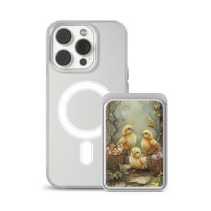 Korb Ostern Magsafe Brieftasche Magnet Chiken Kartenhalter passend für iPhone 16, iPhone 14, iPhone 13 Pro, 12 Mag Safe