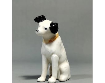 Rare Vintage Nipper Ceramic Figurine – 2.5” Mini Dog Statue – Collectible Porcelain