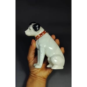 Vintage 1980s Nipper RCA Victor Porcelain Dog Figurine – 5.5&quot; Tall – Collectible His Master&#39;s Voice Terrier Statue , Dog lover , Dog Cute