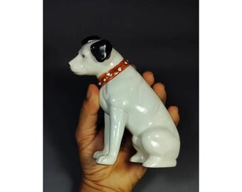 Vintage 1980s Nipper RCA Victor Porcelain Dog Figurine (5.5" Tall)