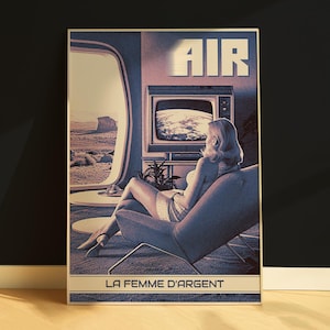 Póster de fanart de la banda francesa Air, arte mural musical, póster de dreampop, póster de synthpop, póster de trip hop, impresión artística digital