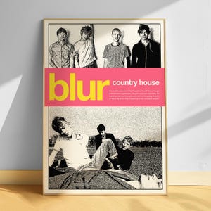 Póster digital de Blur, póster de britpop, póster de rock alternativo, póster de música de los 90, impresión de arte digital