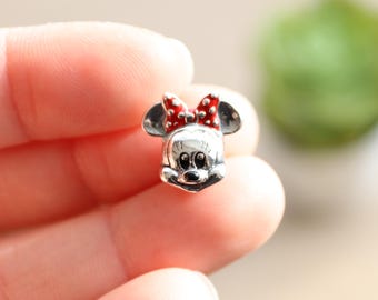 Silver 925 Character Mouse Mini Girl Head Cartoon Charm