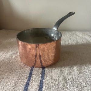 Mauviel French Copper Saucepan with Iron Handle ~ Rustic Kitchen Decor ~ .75 Quart Mauviel Copper Pan