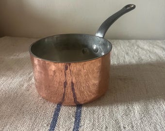 Mauviel French Copper Saucepan with Iron Handle ~ Rustic Kitchen Decor ~ .75 Quart Mauviel Copper Pan