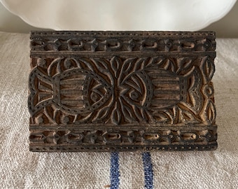 Antique Hand-Carved Wood Block: Indian Textile Stamp, Two Fish Motif
