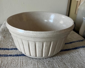 Mountainside Pottery Light Muted Ivory   Vintage Round Casserole dish from 1940s