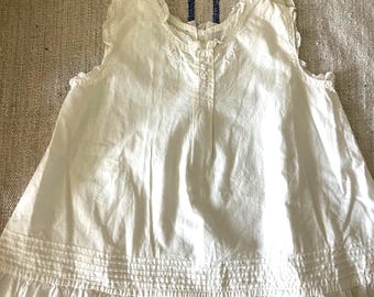 1940’s Baby Cotton Batiste Slip Dress ~ Hand Embroidered and Pintucked.