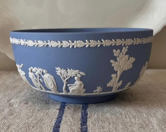 Wedgewood Blue Jasperware Centerpiece Bowl ~ Wedgewood Sacrifice 8” Bowl