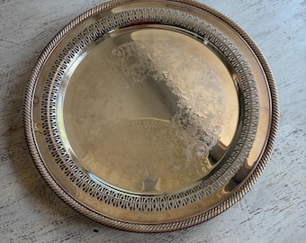 Vintage Silver-Plated Round Tray