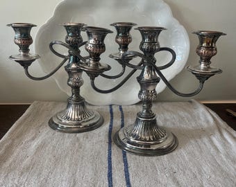 Vintage Hand Chased Silver on Copper Pair of Candelabras ~ Made in England ~ Barker Brothers