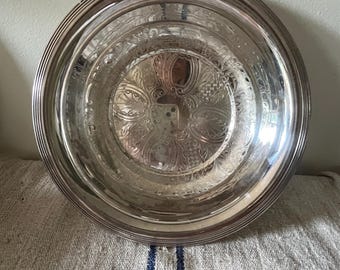 Silver Plate Vintage Chased Centerpiece Bowl