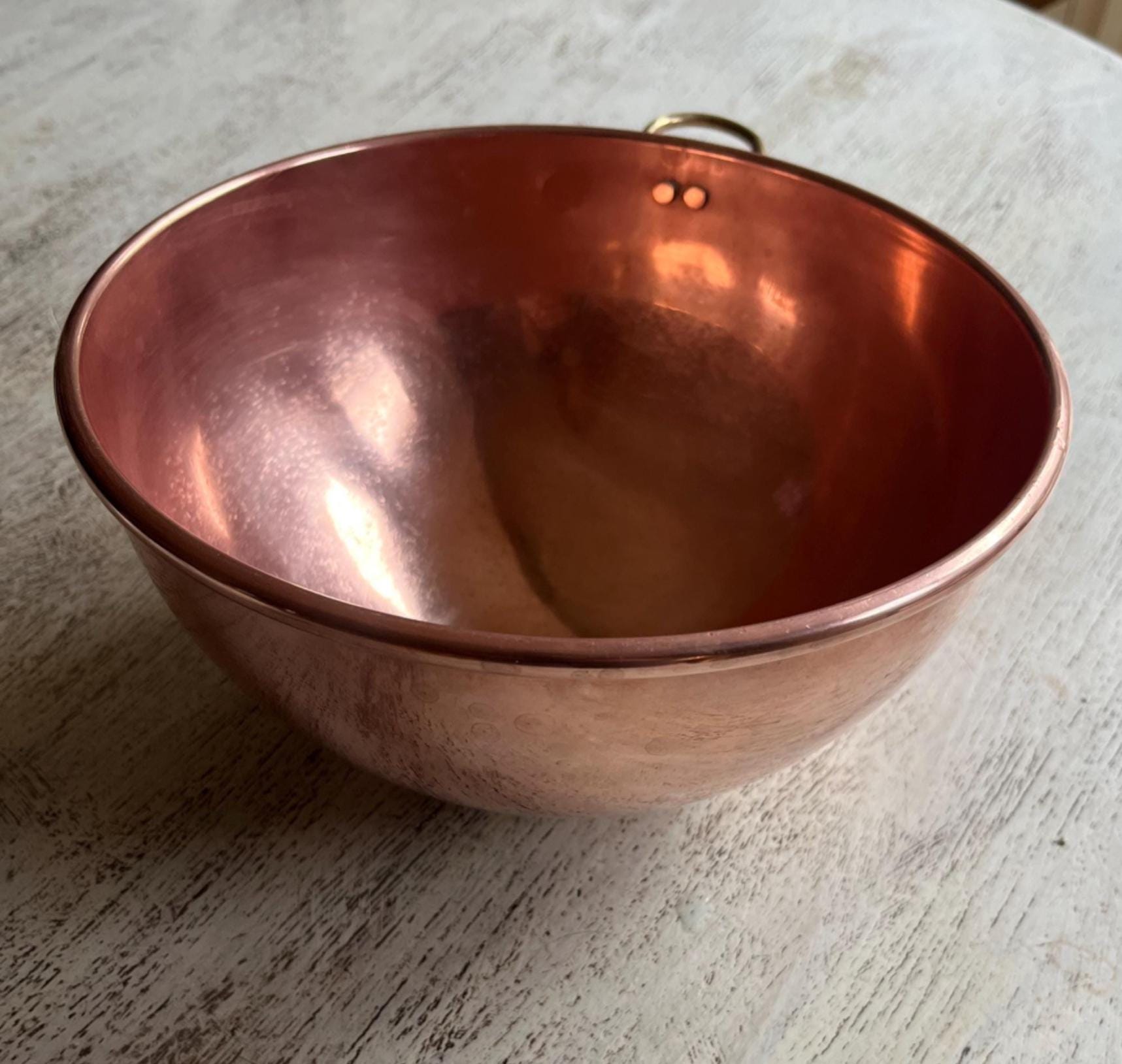Vintage Copper Mixing Bowl Heavy Copper 8” Diameter ~ French Farmhouse Kitchen Decor