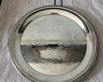 Vintage Silver-Plated Round Tray