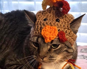 Crochet Turkey Cat Hat: Wearable Pet Accessory