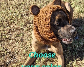 Crochet Bear Ears Dog Snood: Custom Pet Head Warmer