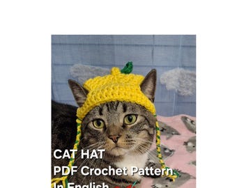 Sweet Lemon Cat Hat Crochet Pattern: Fun Pet Beanie (PDF in English Digital Download)