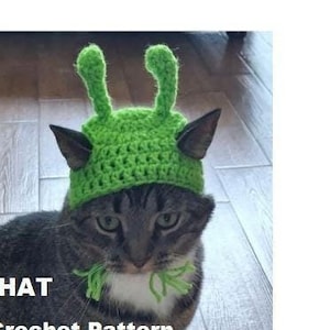 Funny Alien Cat Hat Crochet Pattern: DIY Pet Beanie (PDF in English Digital Download)