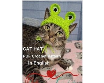 Frog Cat Hat Crochet Pattern: Fun Halloween Pet Beanie (PDF in English Digital Download)