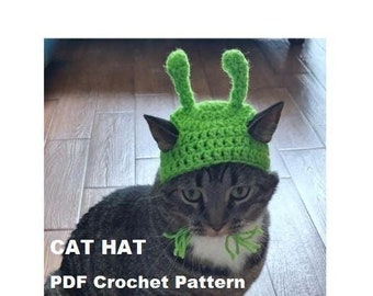 Funny Alien Cat Hat Crochet Pattern: DIY Pet Beanie (PDF in English Digital Download)