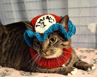 Crochet Cat Hat and Scarf: Funny Pet Costume, Winter Outfit