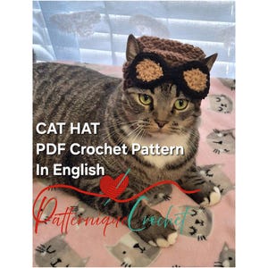 Crochet Aviator Cat Hat Pattern: DIY Pet Costume (PDF in English Digital Download)
