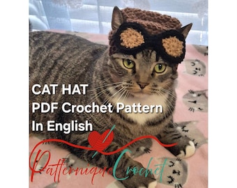 Crochet Aviator Cat Hat Pattern: DIY Pet Costume (PDF in English Digital Download)