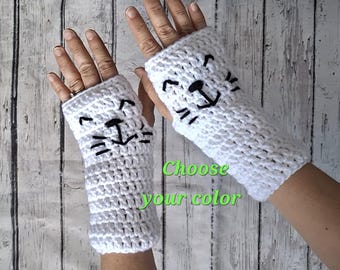 Fingerless Cat Mittens Kids and Adults Crochet: Soft and Warm Winter Accessory