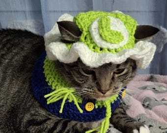 Crochet Cat Hat and Scarf: Funny Pet Costume, Winter Outfit
