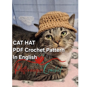 Crochet Bucket Cat Hat Pattern: Fun DIY Pet Beanie (PDF in English Digital Download)