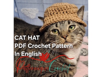 Crochet Bucket Cat Hat Pattern: Fun DIY Pet Beanie (PDF in English Digital Download)