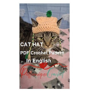 Sweet Peach Cat Hat Crochet Pattern: Fun Pet Beanie (PDF in English Digital Download)
