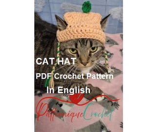 Sweet Peach Cat Hat Crochet Pattern: Fun Pet Beanie (PDF in English Digital Download)