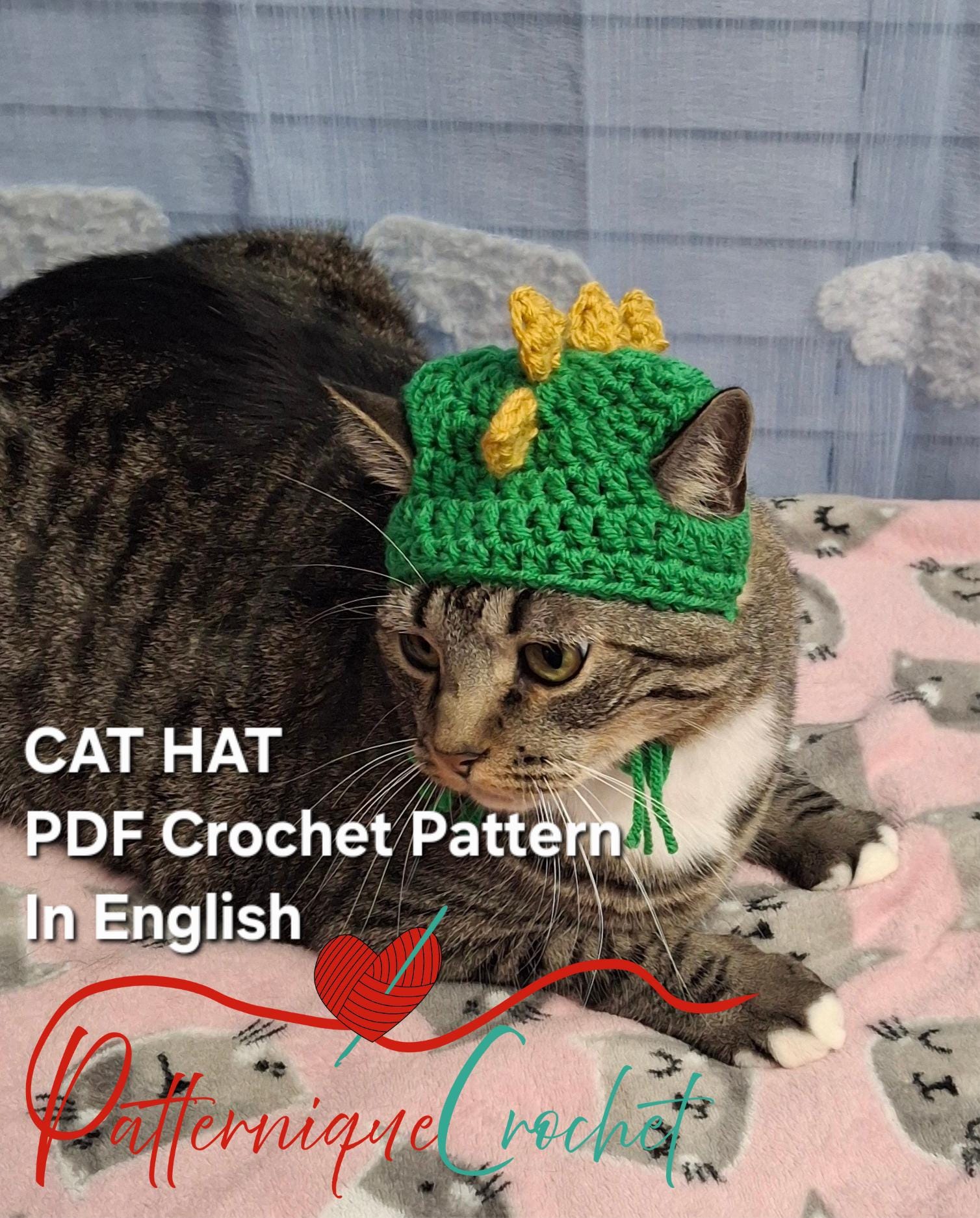 Dinosaur Cat Hat Pet Beanie Pattern