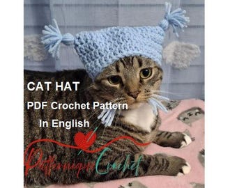 Crochet Tassel Cat Hat Pattern: Funny Pet Beanie (PDF in English Digital Download)