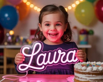 Personalized LED Neon Sign for Kids' Room – Customizable Name in Cursive Script