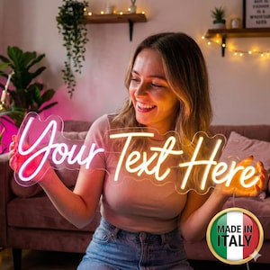 Custom Neon Sign Personalized Name LED Light - Battery Operated Neon Sign Made in Italy - Wedding Decor & Bedroom Wall Art