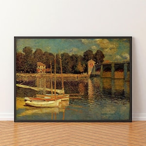 Claude Monet Stroll Printable Exhibition Posters 1874,Vintage Painting Wall Art Set, Impressionism Argenteuil Bridge Prints,Digital Download