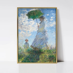 Claude Monet Woman with a Parasol 1875 | Printable Art | Impressionist Wall Art | | Botanical Wall Art | Digital Download Exhibition Posters