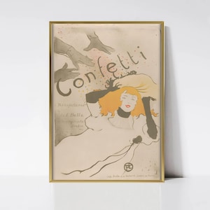 Confettis Henri de Toulouse Lautrec 1894, décoration d'art mural, affiche vintage imprimable, impression d'art de mode, affiche de l'exposition rétro, téléchargement numérique