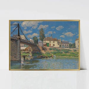 Alfred Sisley - The Bridge at Villeneuve-la-Garenne (1872) -Landscape Poster Wall Art Print |Oil Painting | Home Art Decor| Digital Download