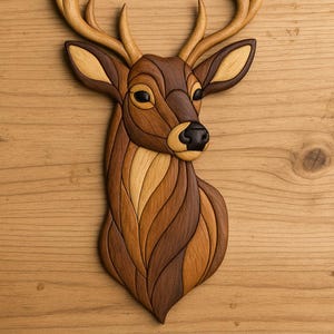 Deer Intarsia Pattern | Scroll Saw Woodworking Template | DIY Wildlife Wall Art | Digital PDF Download | Petit Cop’O Design image 3
