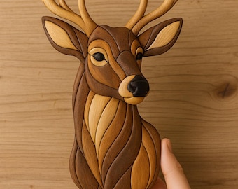 Patrón de intarsia de ciervo | Plantilla para sierra de calar | Arte mural de fauna silvestre DIY | Descarga digital en PDF | Diseño Petit Cop’O