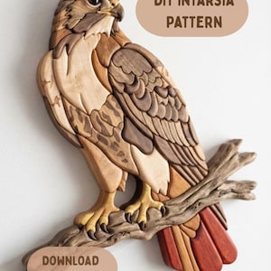 Golden Eagle Intarsia Pattern PDF, Numbered Pieces, A4/US Letter Digital Download