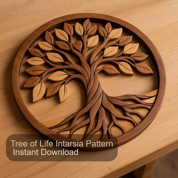 Tree of Life Intarsia Pattern PDF – Scroll Saw Woodworking Template | DIY Wood Art Plan, Wall Decor, Digital Download, Beginner Friendly