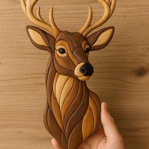Deer Intarsia Pattern | Scroll Saw Woodworking Template | DIY Wildlife Wall Art | Digital PDF Download | Petit Cop’O Design image 10